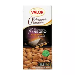 TABLETA DE CHOCOLATE NEGRO ALMENDRAS 70% S/AZÚCAR